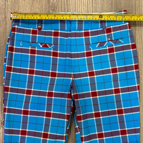 SOLD- Anthropologie Size 8 Pants The Essentials Slim Kick Flare Jeans Red Blue - Picture 14 of 16